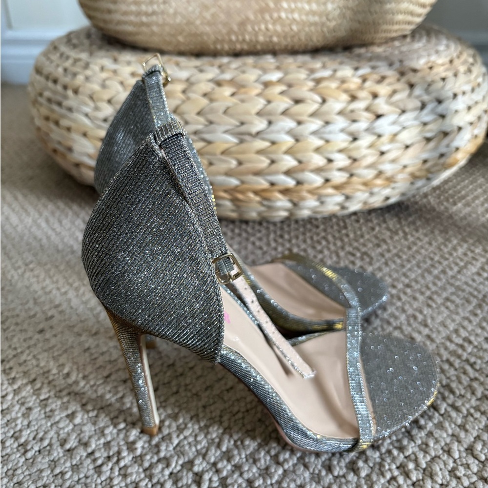 JustFab Glittering Silver Heels